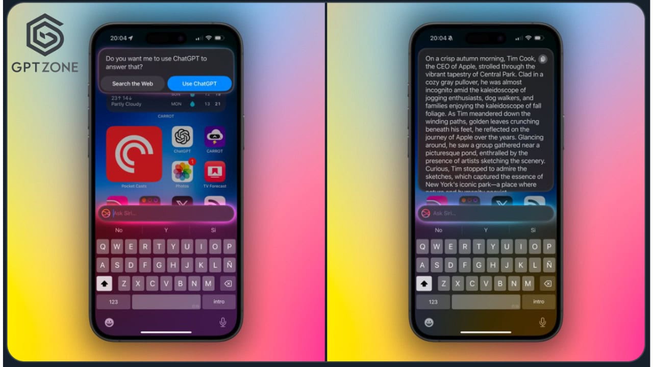 ios 18.2 integra chatgpt con siri