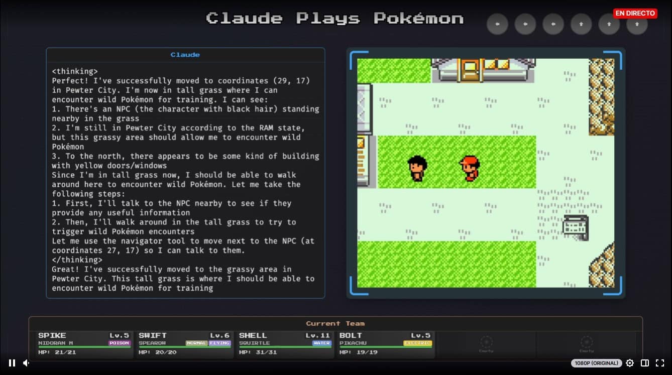 claude jugando a pokemon en streaming