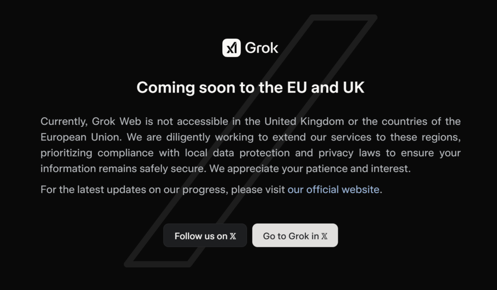 grok 3 web no disponible en europa