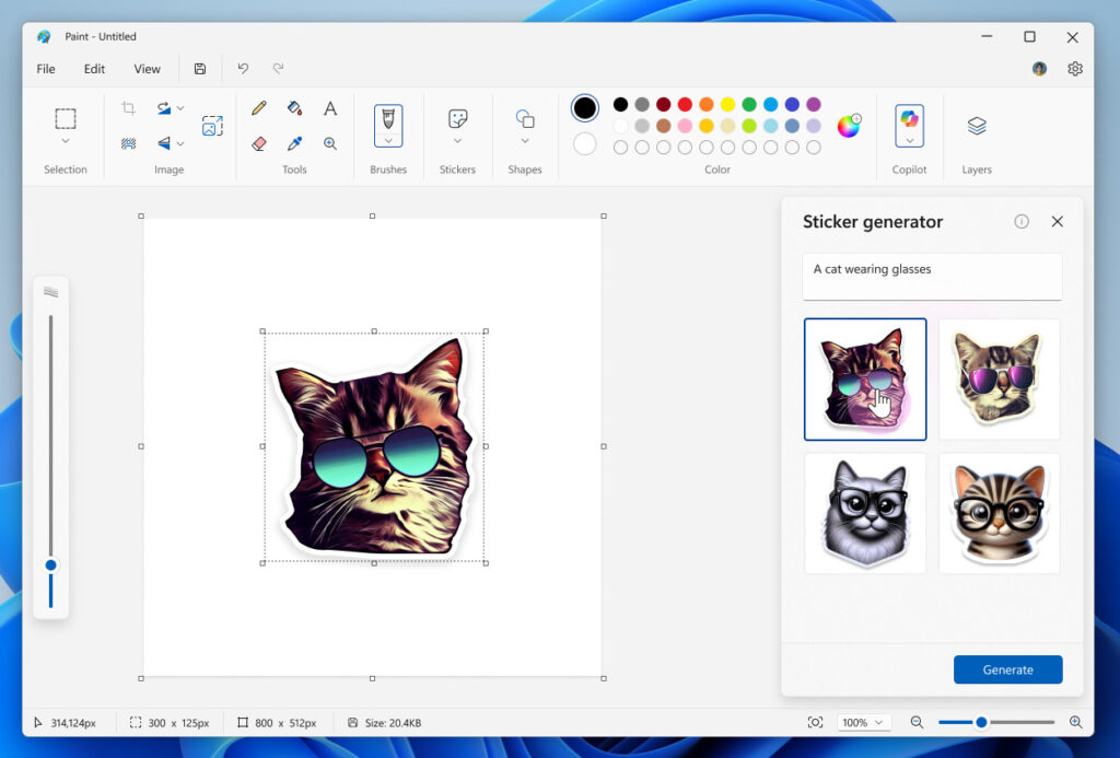Paint con IA en Windows 11