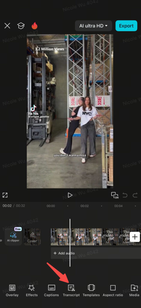 transcripcion de videos capcut