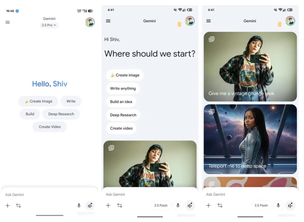 Nuevo diseño de Gemini AI con feed desplazable 