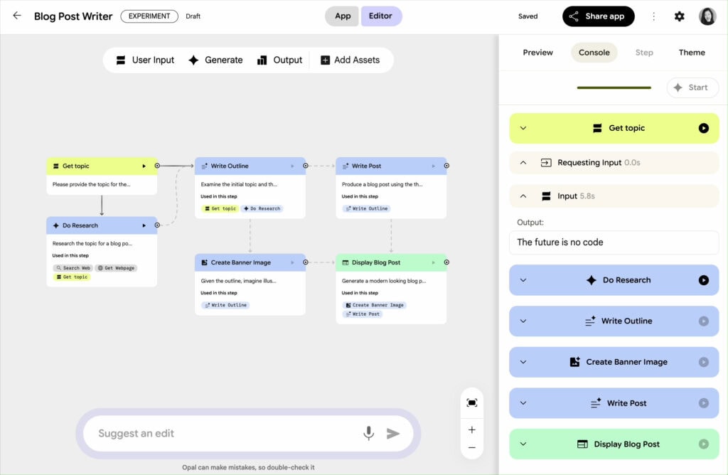 Editor visual de Opal