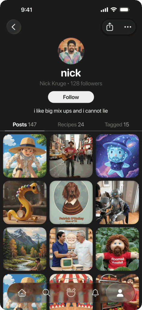 Subir tus propias fotos y usar “mixables” con amigos en Mixup