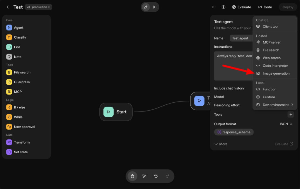 Generación de imágenes en el constructor de workflows de OpenAI para ChatGPT