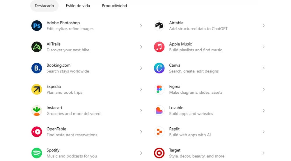 Tienda interna de apps dentro del ecosistema de ChatGPT
