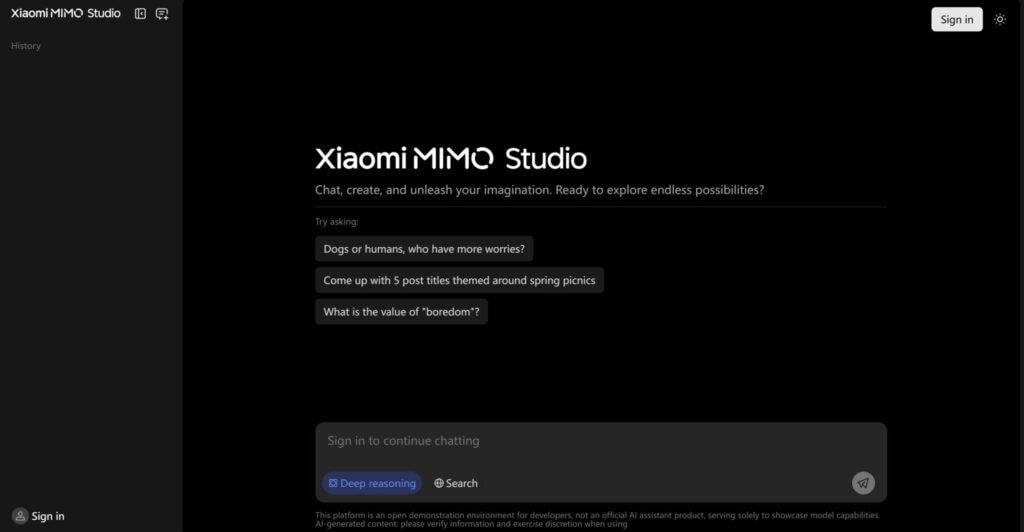 Disponible a través de la página web oficial de Xiaomi AI Studio