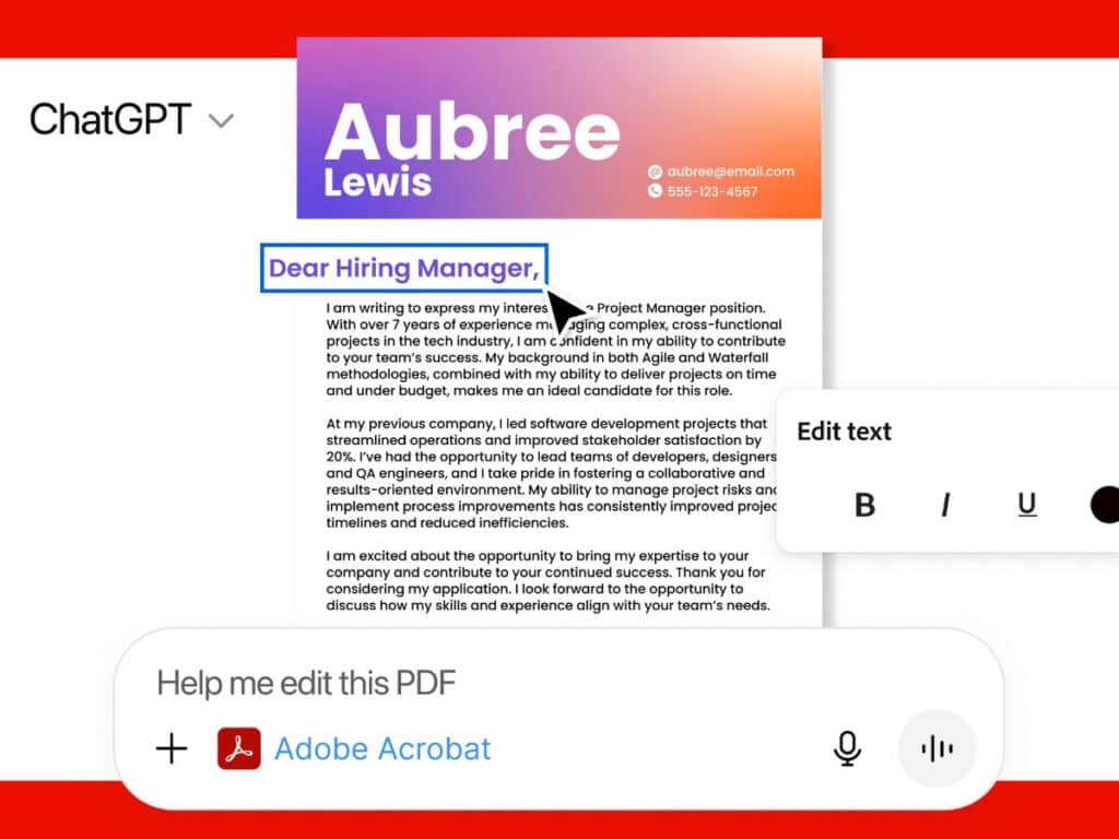 Acrobat en ChatGPT: edición de PDF sencilla para tareas del día a día