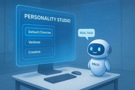 Personality Studio aparece, pero por ahora es más un selector que un “estudio”