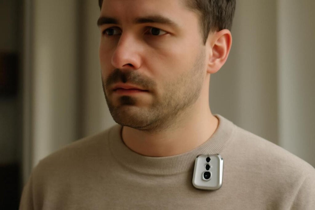 Micrófonos, altavoz y botón físico: el pin no sería solo una cámara, sería una interfaz