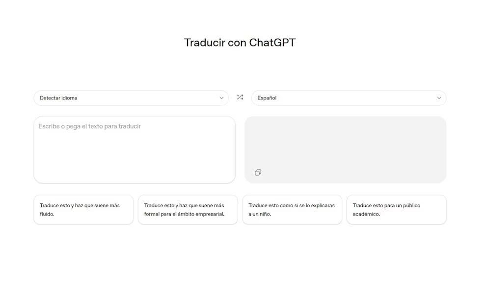 La “página traductor” de ChatGPT existe y va al grano