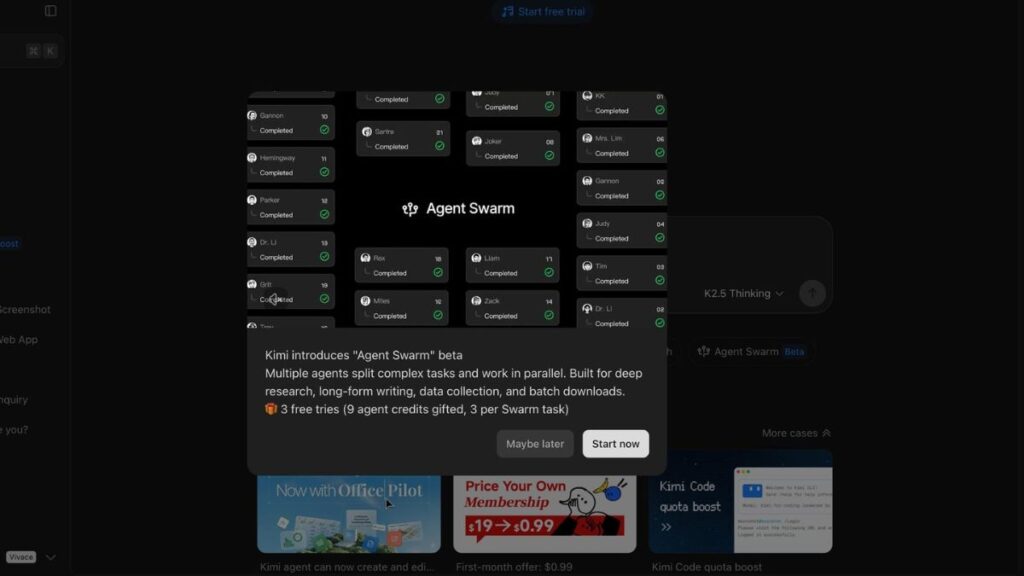 Kimi Lanza Agent Swarm AI para Investigación y Análisis en Paralelo