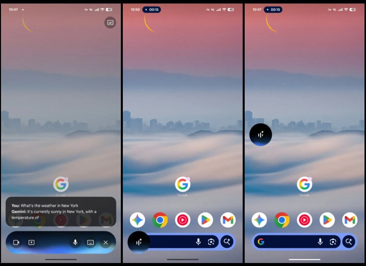 Cuando te vas a otra app, Gemini se convierte en un botón circular siempre accesible