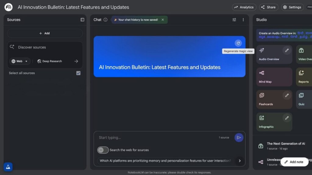 Google NotebookLM Magic View
