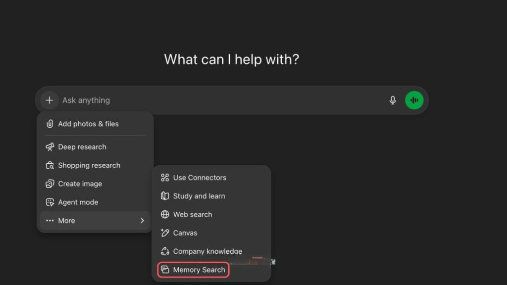 OpenAI Prueba Memory Search en ChatGPT