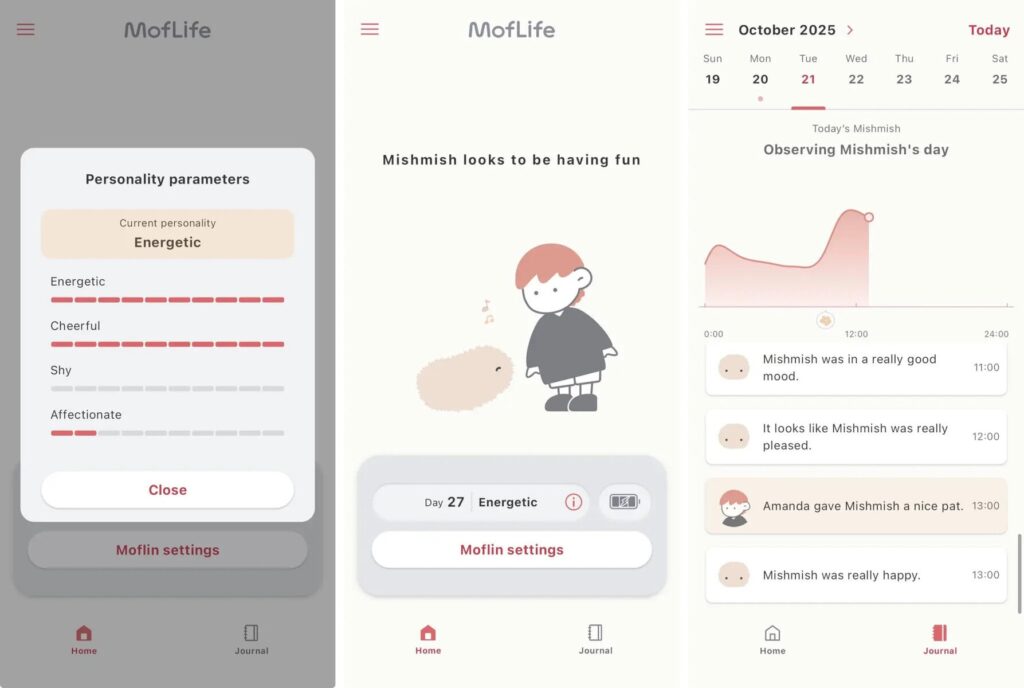 Privacidad del Moflin y de la app MofLife
