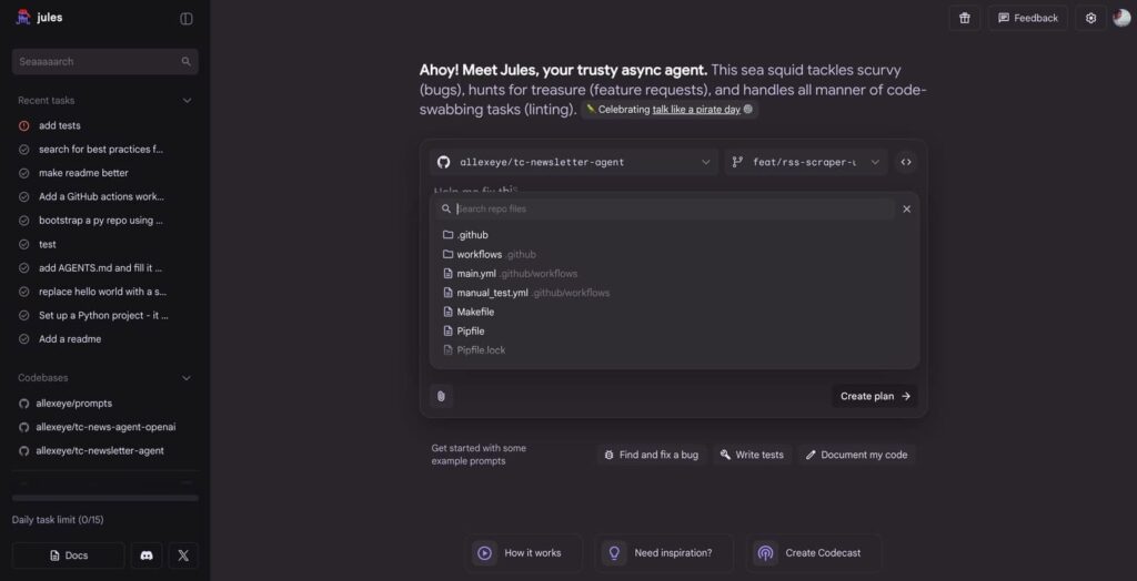 gestión de archivos avanzada en Jules de Google