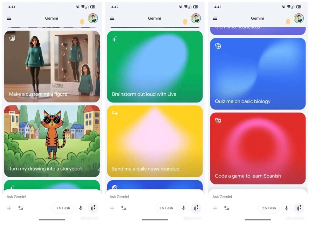 Así queda el inicio: accesos rápidos arriba y feed de ideas