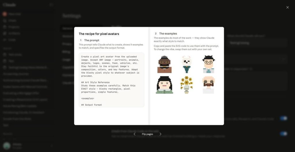 Avatares de pixel art en Claude: nueva función de personalización visual