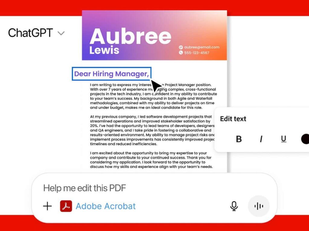Acrobat en ChatGPT: edición de PDF sencilla para tareas del día a día