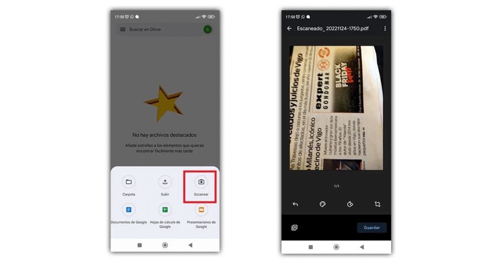 La función de escáner se realiza a través de la cámara de nuestro teléfono