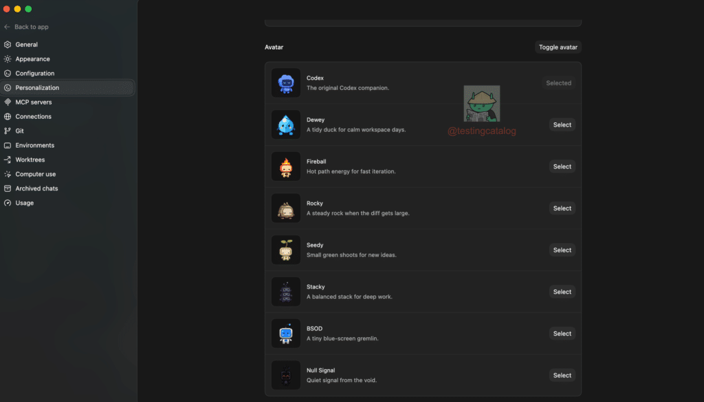 OpenAI tiene preparados ocho avatares predefinidos