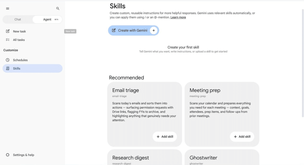 Las "Skills" y el piloto automático de Google Workspace