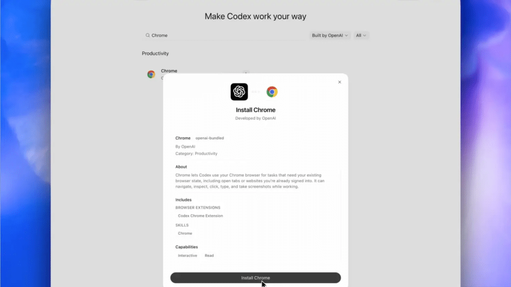 Cómo invocar al asistente Codex en Chrome