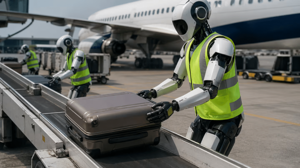 Los robots estarán destinados en el aeropuerto a tareas de manipulación y traslado de valijas