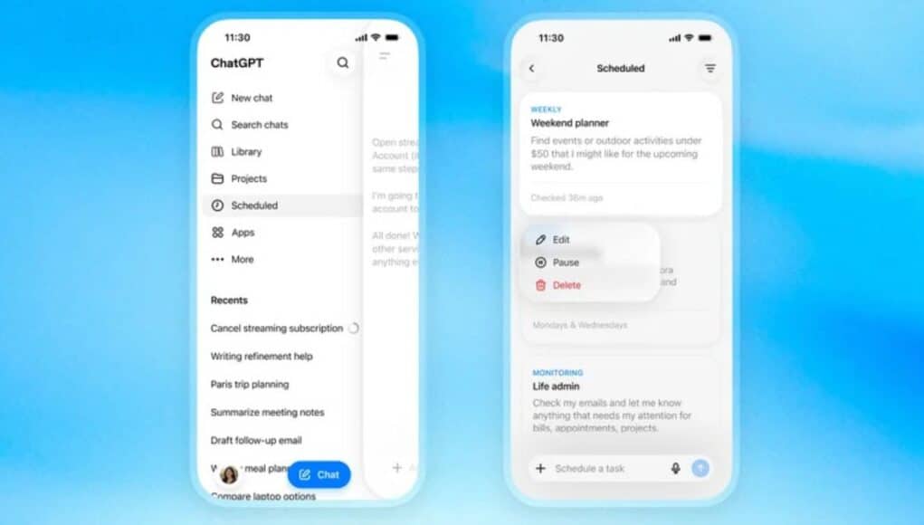 ChatGPT Ya No Solo Funciona Como Chatbot, Ahora Envía Recordatorios y Alertas Automáticas Proactivas ChatGPT Ya No Solo Funciona Como Chatbot, Ahora Envía Recordatorios y Alertas Automáticas Proactivas