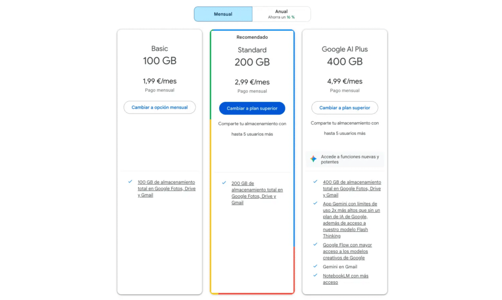 Nuevos Precios de Google AI Plus