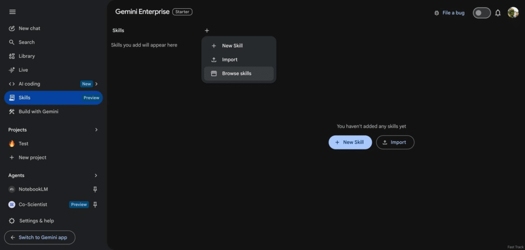 Skills Marketplace en Gemini Enterprise