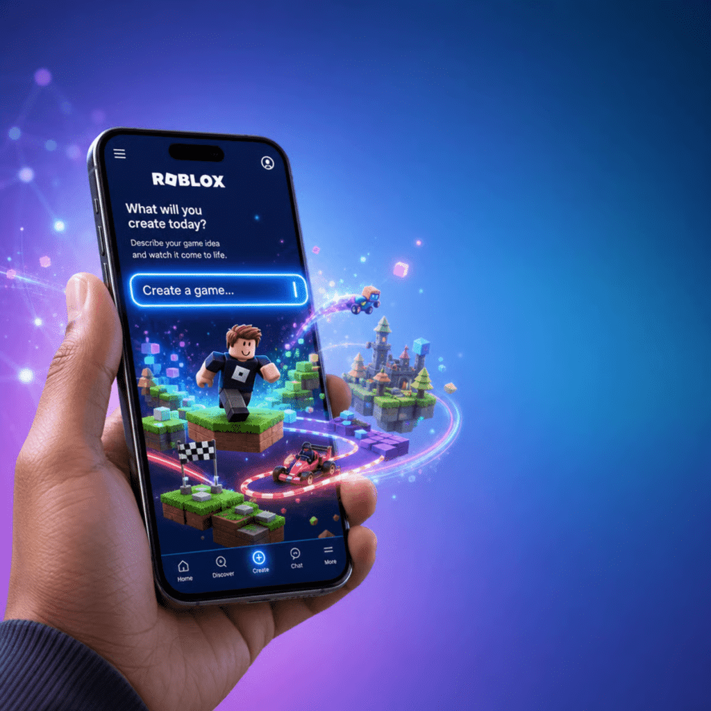 Mediante indicaciones de texto, Roblox lleva la creación de juegos con IA a dispositivos móviles