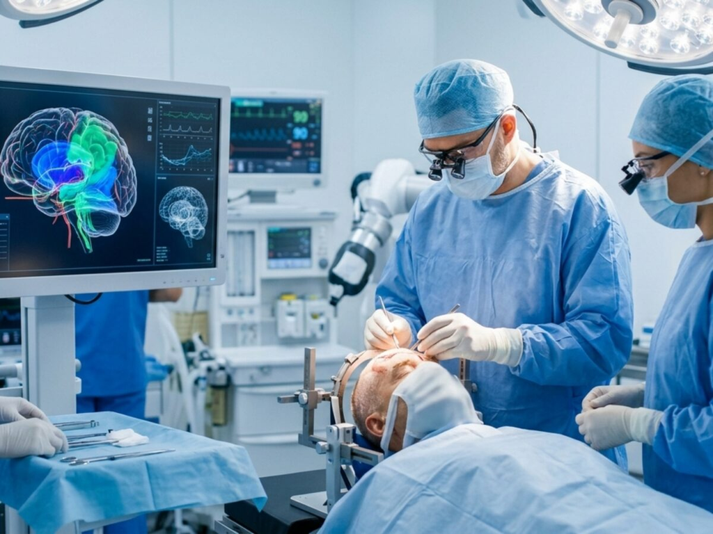 Rhys Hibbert, un británico de 48 años, a quien una operación cerebral con IA le cambió el rumbo de su visión.