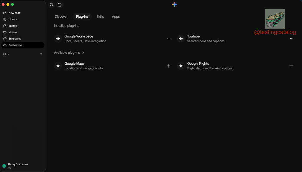 Google también desarrolla una pestaña «Customise»