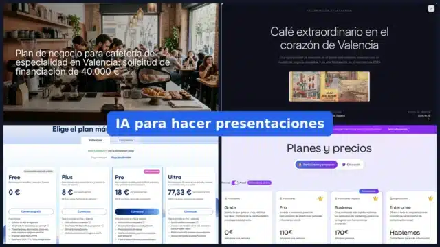 IA para hacer presentaciones: las 7 mejores y cuáles son gratis IA para hacer presentaciones: diapositivas creadas en SlidesGPT y ppt.ai y planes gratis de Gamma y Canva