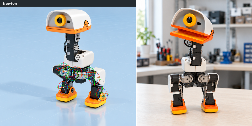 El robot ensaya sus tropiezos y equilibrios en una casa digital antes de caminar sobre la mesa.
