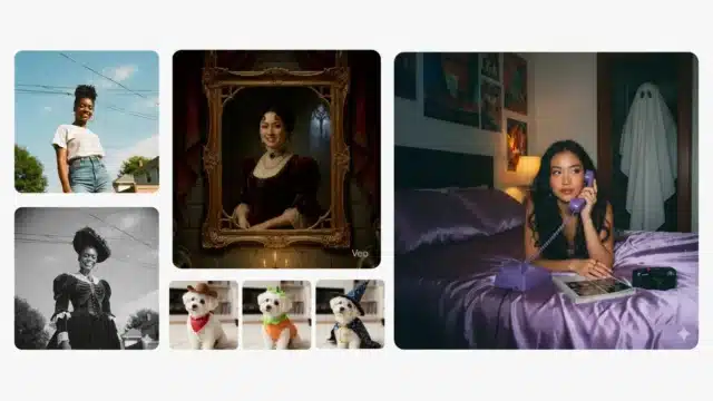 Halloween 2026 con IA: 16 prompts para Nano Banana y ChatGPT que convierten tus fotos en un disfraz de película Ejemplos de Halloween hechos con IA por Google: una mujer convertida en fantasma victoriano, un perro disfrazado y una escena de los 90 con un fantasma de sábana
